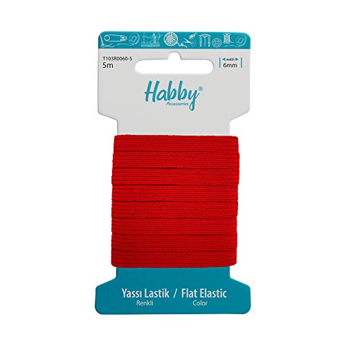 Habby Accessories 5m Gummiband | Elastic Bands | Gummilitze | Gummizug | Gummiband Nähen | Flach | 6mm | Rot Habby Accessories 5m Gummiband | Elastic Bands | Gummilitze | Gummizug | Gummiband Nähen | Flach | 6mm | Rot von Habby Accessories