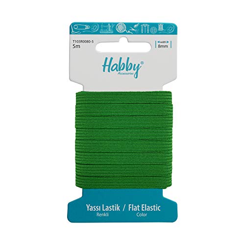 Habby Accessories 5m Gummiband | Elastic Bands | Gummilitze | Gummizug | Gummiband Nähen | Flach | 8mm | Grün von Habby Accessories