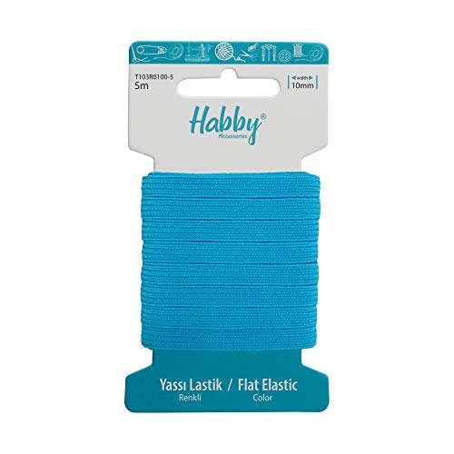 Habby Accessories 5m Gummiband | Elastic Bands | Gummilitze | Gummizug | Gummiband Nähen | Gewebtes | 10mm | Türkis von Habby Accessories