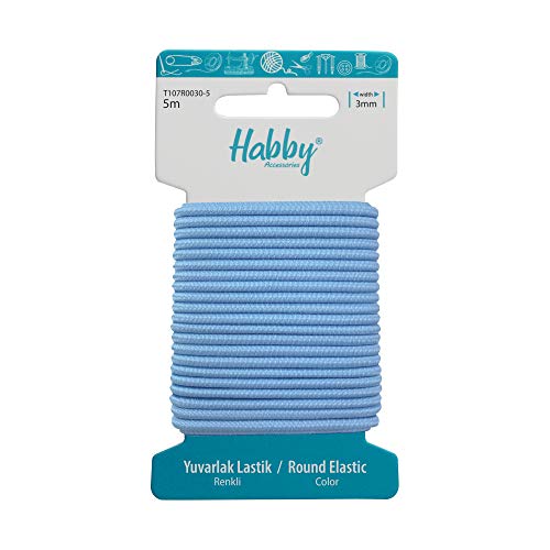Habby Accessories 5m Gummiband | Elastic Bands | Gummilitze | Gummizug | Gummikordel | Rund | 3mm | Baby Blau von Habby Accessories