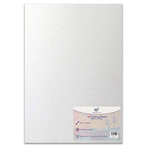 A2 Leinwand-Board aus 100 % Baumwolle für Künstler, grundierte Platte, Gesso-grundiert für Acryl- oder Ölmalerei, 420 x 594 mm (1 Stück) von Habercrafts