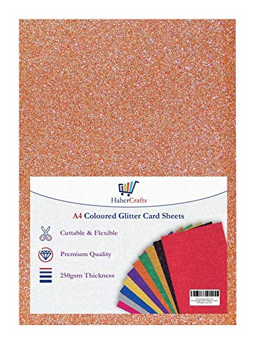 A4-Bronze-Glitzerkarton, Glitzerpapier, fusselfrei, glitzernd, Bastelpapier, 250 g/m², glitzernder Bastelkarton, säurefrei (Bronze, 10 Blatt) von Habercrafts