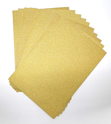 A4 Gold Glitzer-Karton, Glitzerpapier, fusselfrei, glitzernd, Bastelpapier, 250 g/m², glitzernd, Bastelkarton, Glitzer, Karton, säurefrei (Gold, 10 Blatt) von Habercrafts