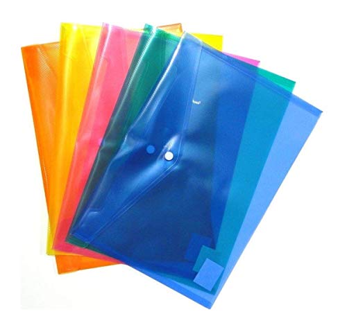 A4 Plastic Wallet Popper Wallet Plastic Wallets A4 Color Plastic Wallets Assorted Color Stud Wallet Popper Druckknopf Dokument Wallet Folder File (A4 Size - Assorted Color - 5 Stud Wallets) von Habercrafts