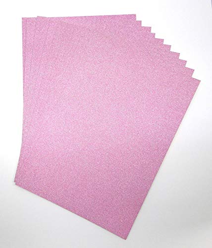 Glitzerkarton, A4, hellrosa, Glitzerpapier, fusselfrei, 250 g/m², glitzernder Bastelkarton, säurefrei, Kartenherstellung, Scrapbooking, Kunst, Handwerk (Hellrosa, 10 Blatt) von Habercrafts