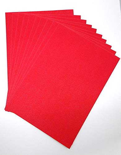 A4 rotes Glitzer-Karton, Glitzerpapier, fusselfrei, glitzernd, Bastelpapier, 250 g/m², glitzernd, Bastelkarton, Glitzer-Karton, säurefrei (rot, 10 Blatt) von Habercrafts