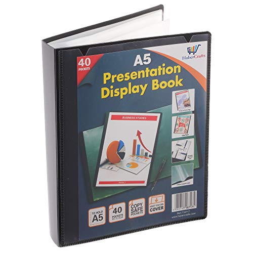 A5 Sichtbuch Urkundenmappe 40 Taschen Displayordner mit Kunststofftaschen Präsentationsmappe mit Kunststoffhüllen Polly Pocket Ordner Aktenordner (A5 Größe - 40 Hüllen - 80 Ansichten - 1 Sichtbuch) von Habercrafts