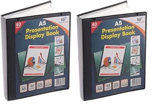 A5 Sichtbuch Urkundenmappe 40 Taschen Displayordner mit Kunststofftaschen Präsentationsmappe mit Kunststoffhüllen Polly Pocket Ordner Aktenordner (A5 Größe - 40 Hüllen - 80 Ansichten - 1 Sichtbuch) von Habercrafts