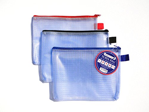 A5 Tuff Bag Zip Wallet Clear Plastic Wallets Zipped Pouch File Pencil Case Folder Water Resistant Reforced Heavy Duty Mesh Bags (Fits A5-3 Pack) von Habercrafts