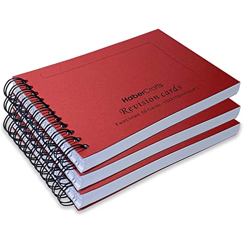 Habercrafts Revisionskarten, Lernkarten, Buch, Karteikarten, liniert, Lernkarten für Prüfungen, dick, 140 g/m², A6, 15,2 x 10,2 cm, linierter Block (3 Bücher, 150 Blatt) von Habercrafts