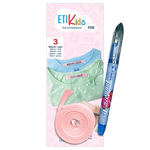 1 Rolle Gewebeband 3 m x 1 cm + Pilot Laundry Tec – Heißsiegelbares Textilband zur Kennzeichnung von Kleidung, Basteln & Kunsthandwerk (Rosa) von Haberdashery Online