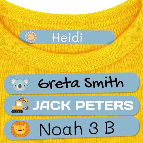 150 Namensaufkleber zum Aufbügeln Personalisiere für Kinder. Bügeletiketten für Kleidung, Schule & Kindergarten (6x1 cm) von Haberdashery Online