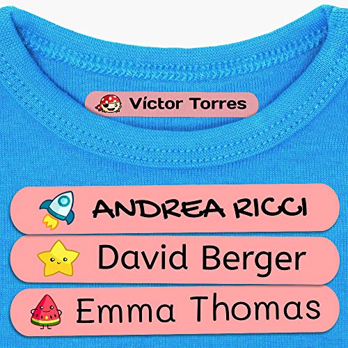 200 Namensaufkleber zum Aufbügeln Personalisiere für Kinder. Bügeletiketten für Kleidung, Schule & Kindergarten (6x1 cm) von Haberdashery Online