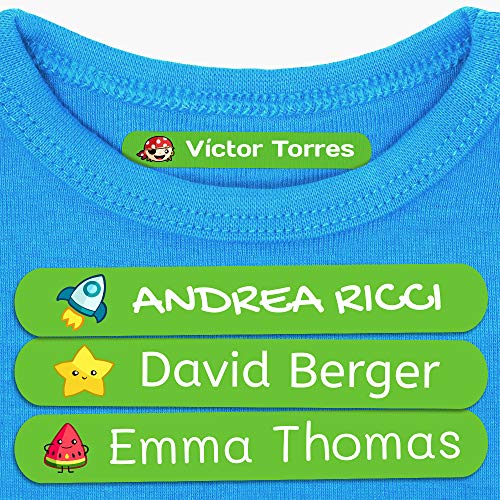 200 Namensaufkleber zum Aufbügeln Personalisiere für Kinder. Bügeletiketten für Kleidung, Schule & Kindergarten (6x1 cm) von Haberdashery Online