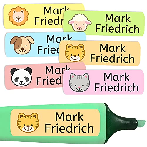 50 Klebeetiketten für Objekte 6 x 2 cm. Markierung. Aufkleber für Bücher und Schulmaterial für Kindergärten und Schulen beschriften (Animals) von Haberdashery Online
