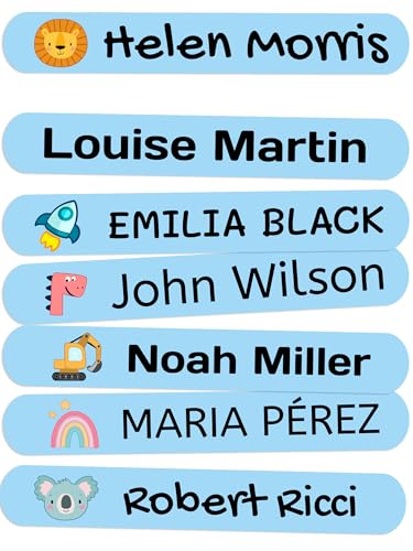 Haberdashery Online: 50 Namensaufkleber zum Aufbügeln Personalisiere für Kinder. Bügeletiketten für Kleidung, Schule & Kindergarten (6x1 cm) von Haberdashery Online