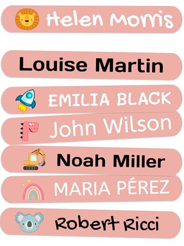 50 Namensaufkleber zum Aufbügeln Personalisiere für Kinder. Bügeletiketten für Kleidung, Schule & Kindergarten (6x1 cm) von Haberdashery Online