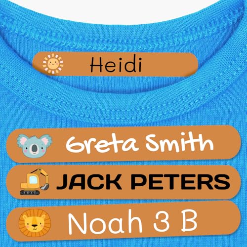 50 Namensaufkleber zum Aufbügeln Personalisiere für Kinder. Bügeletiketten für Kleidung, Schule & Kindergarten (6x1 cm) von Haberdashery Online