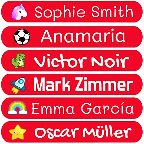 50 Personalisierte Namensaufkleber für Kinder. Klebeetiketten zum Beschriften von Schule, Kindergarten, Büchern, Spielzeug, Tupper. Wasserdichte Etiketten 6x1 cm von Haberdashery Online