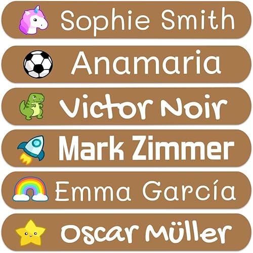 50 Personalisierte Namensaufkleber für Kinder. Klebeetiketten zum Beschriften von Schule, Kindergarten, Büchern, Spielzeug, Tupper. Wasserdichte Etiketten 6x1 cm von Haberdashery Online