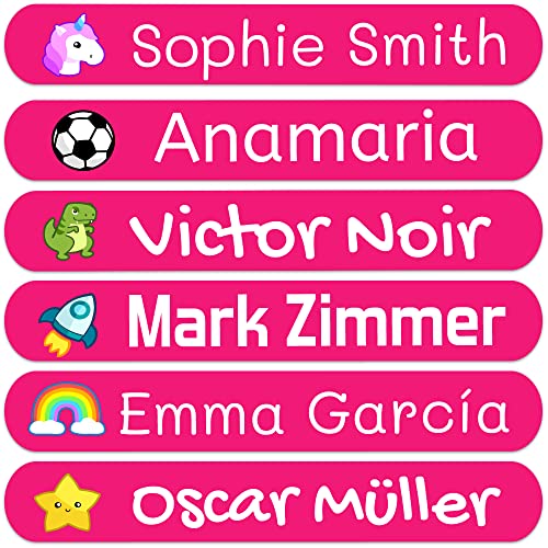 Haberdashery Online 50 Namensaufkleber zum Aufbügeln Personalisiere für Kinder. Bügeletiketten für Kleidung, Schule & Kindergarten (6x1 cm) von Haberdashery Online