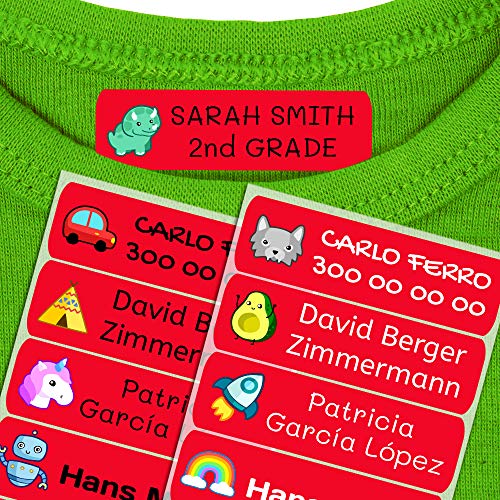 Haberdashery Online 50 personalisierte Thermo-Klebeetiketten, 6 x 2 cm, zur Kennzeichnung der Kleidung. Farbe Rot Basic (Zum Bügeln) von Haberdashery Online