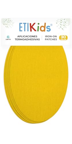 6 Patches zum aufbügeln farbe gold gelb. Bügeleisen Reparatursatz 16 x 10 cm. RP30 von Haberdashery Online