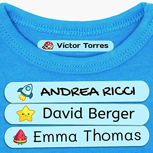 50 Namensaufkleber zum Aufbügeln Personalisiere für Kinder. Bügeletiketten für Kleidung, Schule & Kindergarten (6x1 cm) von Haberdashery Online