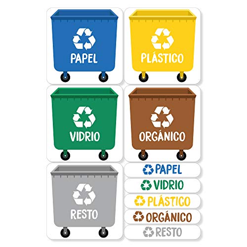 Haberdashery Online: 5 x Recycling-Etiketten für Mülltrennung, Müllentsorgung, wasserfest, (XS) von Haberdashery Online