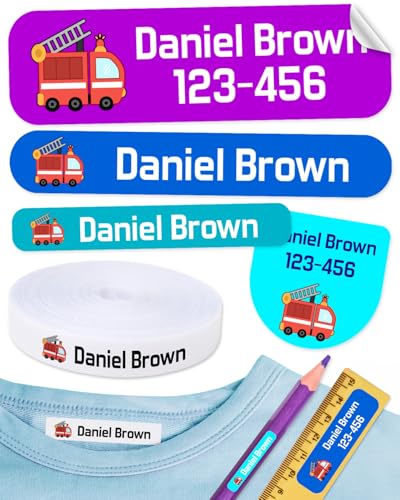 Namensaufkleber Kleidung, Personalisierbare Bügeletiketten, Kleidung Namensetiketten Thermo-Klebstoff. Etiketten für Eisen. Namensetiketten kinder, Etiketten Schule (155 Kleidung + Objekte (Galaxy)) von Haberdashery Online