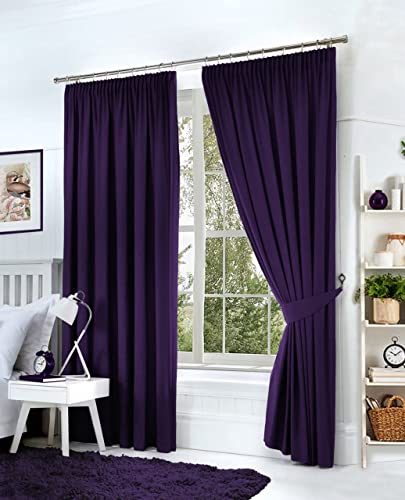 Hachette Thermo-Verdunkelungsvorhänge, Bleistiftfalten, mit Raffhaltern, Aubergine Lila, 117 x 183 cm Hachette Thermo-Verdunkelungsvorhänge, Bleistiftfalten, mit Raffhaltern, Aubergine Lila, 117 x 183 cm von Hachette ltd