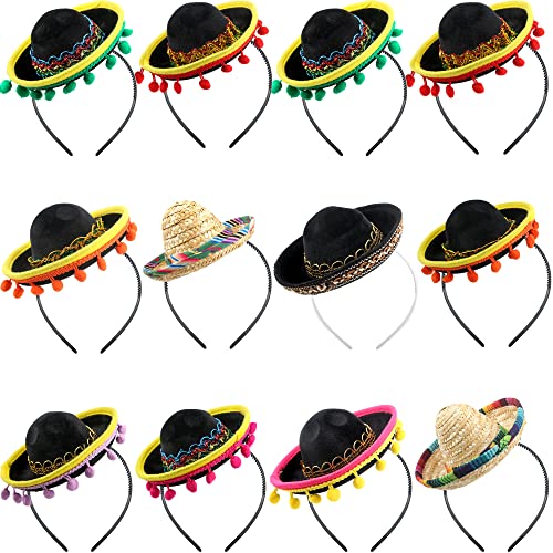 Haconba 12 Stück mexikanisches Sombrero-Stirnband, Mini-Strohhalm, Sombrero-Stirnband, Fiesta-Party-Stirnband mit Ballfransen für Luau-Event, Foto-Requisiten, mexikanisches Motto-Party-Gastgeschenk Haconba 12 Stück mexikanisches Sombrero-Stirnband, Mini-Strohhalm, Sombrero-Stirnband, Fiesta-Party-Stirnband mit Ballfransen für Luau-Event, Foto-Requisiten, mexikanisches Motto-Party-Gastgeschenk von Haconba