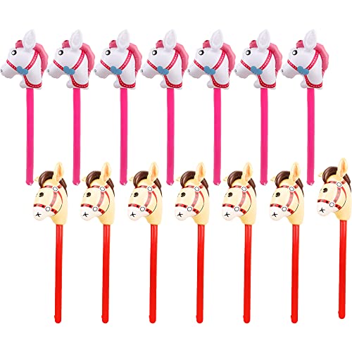 Haconba Aufblasbarer Stab für Cowboy, Cowgirl, Pony, Pferdekopf, 101,6 cm, für Weihnachten, Geburtstag, Babyparty, Cowboy-Themenparty, Gastgeschenke (Rosa und Rot), 14 Stück Haconba Aufblasbarer Stab für Cowboy, Cowgirl, Pony, Pferdekopf, 101,6 cm, für Weihnachten, Geburtstag, Babyparty, Cowboy-Themenparty, Gastgeschenke (Rosa und Rot), 14 Stück von Haconba