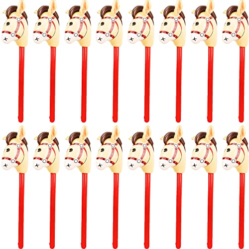 Haconba 16 Stück 101,6 cm aufblasbarer Stock Pferd Cowboy Cowgirl Pferd Kopf Stick Pony Stick Ballon für Cowboy Mottopartys Weihnachten Geburtstag Party Heimdekoration von Haconba