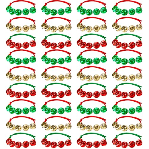 Haconba Weihnachtsglocken-Armbänder, verstellbar, rot und grün, Weihnachtsglöckchen-Armbänder für Weihnachten, Urlaub, Party, Gastgeschenke, 36 Stück Haconba Weihnachtsglocken-Armbänder, verstellbar, rot und grün, Weihnachtsglöckchen-Armbänder für Weihnachten, Urlaub, Party, Gastgeschenke, 36 Stück von Haconba