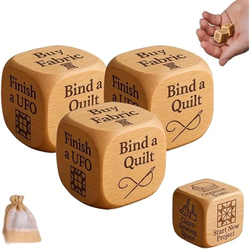 Quilter-Würfel, 6-seitig, handgefertigt, Entscheidungswürfel aus Holz, handgefertigte Entscheidungswürfel aus Holz, mit gravierten Stickaufgaben, lustiges Nähwürfel, Geschenk für Bastelliebhaber (3 Quilter-Würfel, 6-seitig, handgefertigt, Entscheidungswürfel aus Holz, handgefertigte Entscheidungswürfel aus Holz, mit gravierten Stickaufgaben, lustiges Nähwürfel, Geschenk für Bastelliebhaber (3 von Hadghdf