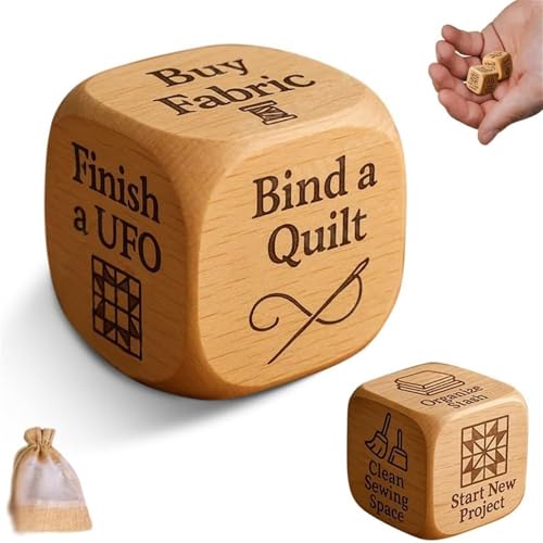 Quilter's Dice, 6-seitige handgefertigte Entscheidungswürfel aus Holz, handgefertigte Entscheidungswürfel aus Holz, mit gravierten Stickaufgaben, lustiges Nähwürfel, Geschenk für Bastelliebhaber (1 Quilter's Dice, 6-seitige handgefertigte Entscheidungswürfel aus Holz, handgefertigte Entscheidungswürfel aus Holz, mit gravierten Stickaufgaben, lustiges Nähwürfel, Geschenk für Bastelliebhaber (1 von Hadghdf