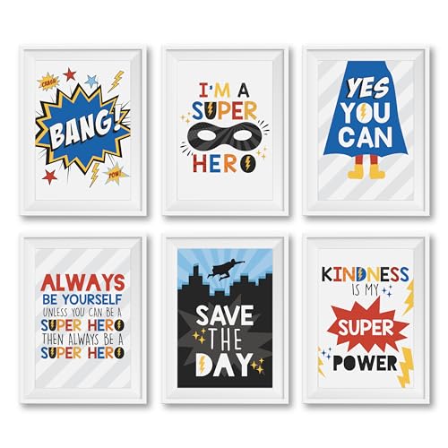 12 Superhelden-Poster für Jungen, Raumdekorationen für Schlafzimmer, Wanddekoration, Superhelden-Raumdekoration für Jungen, Baby-Kinderzimmer-Dekoration für Jungen 12 Superhelden-Poster für Jungen, Raumdekorationen für Schlafzimmer, Wanddekoration, Superhelden-Raumdekoration für Jungen, Baby-Kinderzimmer-Dekoration für Jungen von Hadley Designs