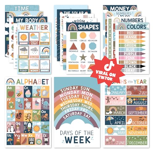 16 Boho-Kinder-Pädagogische Poster für Kleinkinder – Lehrer-Poster für Klassenzimmer-Poster Elementar, Pre K Lernposter für Kleinkinder 1–3, Boho-Klassenzimmer-Poster, Alphabet-Poster für Kleinkinder 16 Boho-Kinder-Pädagogische Poster für Kleinkinder – Lehrer-Poster für Klassenzimmer-Poster Elementar, Pre K Lernposter für Kleinkinder 1–3, Boho-Klassenzimmer-Poster, Alphabet-Poster für Kleinkinder von Hadley Designs