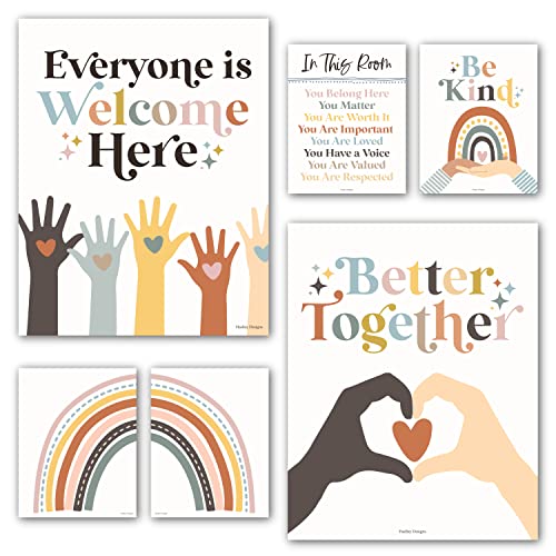6 Regenbogen-Poster-Diversity-Poster für Klassenzimmer, Dekoration für Lehrer, Elementary – inklusive Klassenzimmer-Dekoration, Hochschule, Klassenzimmer, Poster, Diversität, Dekor für die Schule von Hadley Designs