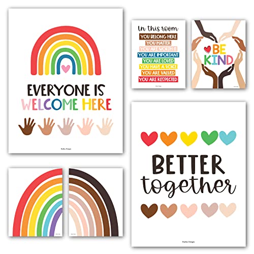 6 Regenbogen-Poster-Diversity-Poster für Klassenzimmer, Dekoration für Lehrer, Elementary – inklusive Klassenzimmer-Dekoration, Hochschule, Klassenzimmer, Poster, Diversität, Dekor für die Schule von Hadley Designs