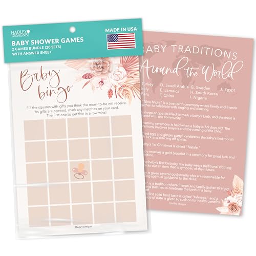Hadley Designs 20 Boho-Babyparty-Spiele für Mädchen, lustige Babyparty-Spiele, Bingo-Spiele, Mädchen, Babyparty, Traditionskarten Hadley Designs 20 Boho-Babyparty-Spiele für Mädchen, lustige Babyparty-Spiele, Bingo-Spiele, Mädchen, Babyparty, Traditionskarten von Hadley Designs