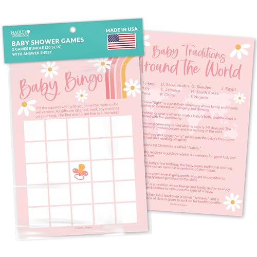 Hadley Designs 20 Retro Babyparty-Spiele für Mädchen, lustige Babyparty-Spiele, lustige Baby-Bingo-Spiele Mädchen, Traditionskarten Hadley Designs 20 Retro Babyparty-Spiele für Mädchen, lustige Babyparty-Spiele, lustige Baby-Bingo-Spiele Mädchen, Traditionskarten von Hadley Designs