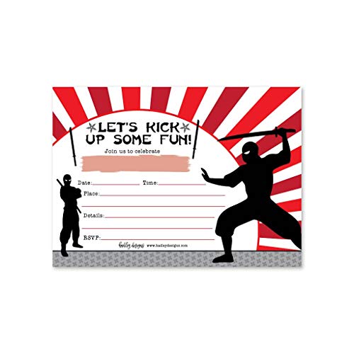 Hadley Designs 25 Ninja Karate Geburtstagseinladung, Taekwondo-Krieger-Themen-Einladung, für Jungen und Mädchen, für Kinder, Parkour-Kampfsport-Stil, Geburtstagsparty, Event, einzigartige bedruckte Hadley Designs 25 Ninja Karate Geburtstagseinladung, Taekwondo-Krieger-Themen-Einladung, für Jungen und Mädchen, für Kinder, Parkour-Kampfsport-Stil, Geburtstagsparty, Event, einzigartige bedruckte von Hadley Designs