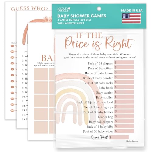 Hadley Designs 40 Boho Babyparty-Spiele für Mädchen-Baby Shower Bingo-Spiel Mädchen, Ratet mal wer Mama oder Papa Babyparty-Spiel, der Preis ist richtig, Babyparty-Spiel, lustige Babyparty-Spiele von Hadley Designs