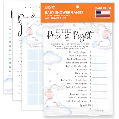 Hadley Designs 40 Elefanten-Baby-Party-Spiele, Bingo-Spiele, Raten, wer Mama oder Papa Babyparty-Spiel, der Preis ist richtig, Babyparty-Spiel, lustige Babyparty-Spiele, Papa-Witze Hadley Designs 40 Elefanten-Baby-Party-Spiele, Bingo-Spiele, Raten, wer Mama oder Papa Babyparty-Spiel, der Preis ist richtig, Babyparty-Spiel, lustige Babyparty-Spiele, Papa-Witze von Hadley Designs