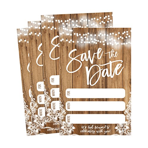 Hadley Designs 50 rustikale Save the Date-Karten für Hochzeit, Verlobung, Jubiläum, Babyparty, Geburtstagsparty etc. Save the Date, Postkarten-Einladungen, einfache Blanko-Einladungen von Hadley Designs