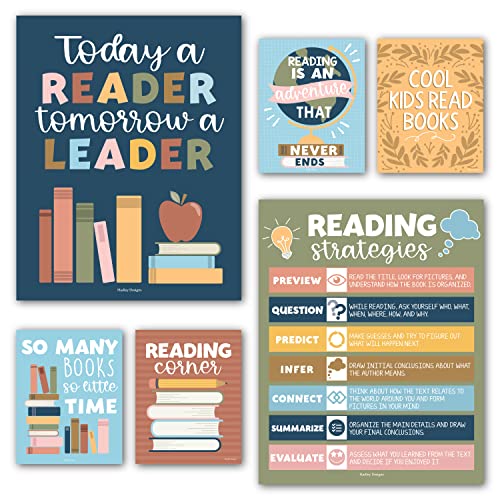 Hadley Designs 6 bunte Leseplakate für Klassenzimmer, Bibliothek, Dekorationen für Schule, Lese-Poster für Klassenzimmer, Leseecken-Dekor für Klassenzimmer-Dekor Hadley Designs 6 bunte Leseplakate für Klassenzimmer, Bibliothek, Dekorationen für Schule, Lese-Poster für Klassenzimmer, Leseecken-Dekor für Klassenzimmer-Dekor von Hadley Designs