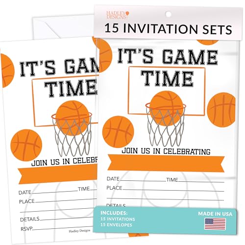 15 Basketball-Geburtstagseinladungen für Jungen – Sport-Geburtstagseinladungen für Jungen, Sport-Geburtstagsparty-Einladungen für Jungen Geburtstagseinladungen, Geburtstagseinladungen, Einladungen für von Hadley Designs