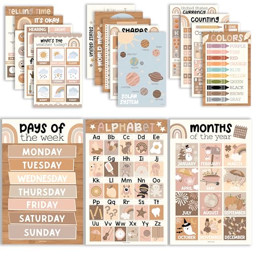 Hadley Designs Lernposter für Kleinkinder 1–3, laminierte Lernposter für Kleinkinder für Vorschule und Kindergarten, ABC-Diagramm, Zahlen, Farben, Formen, Wochentage, Boho-Klassenzimmer-Dekoration, 16 Hadley Designs Lernposter für Kleinkinder 1–3, laminierte Lernposter für Kleinkinder für Vorschule und Kindergarten, ABC-Diagramm, Zahlen, Farben, Formen, Wochentage, Boho-Klassenzimmer-Dekoration, 16 von Hadley Designs